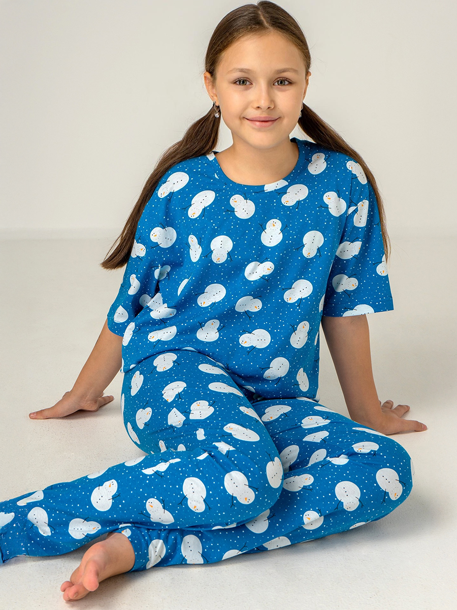 Пижама HappyFox HF6000DSPснеговики.на.синем - фото 1