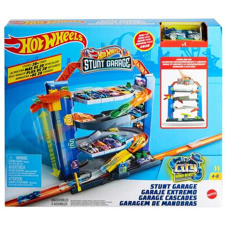 Трек Hot Wheels Трюковой гараж с лифтом, многоуровневый