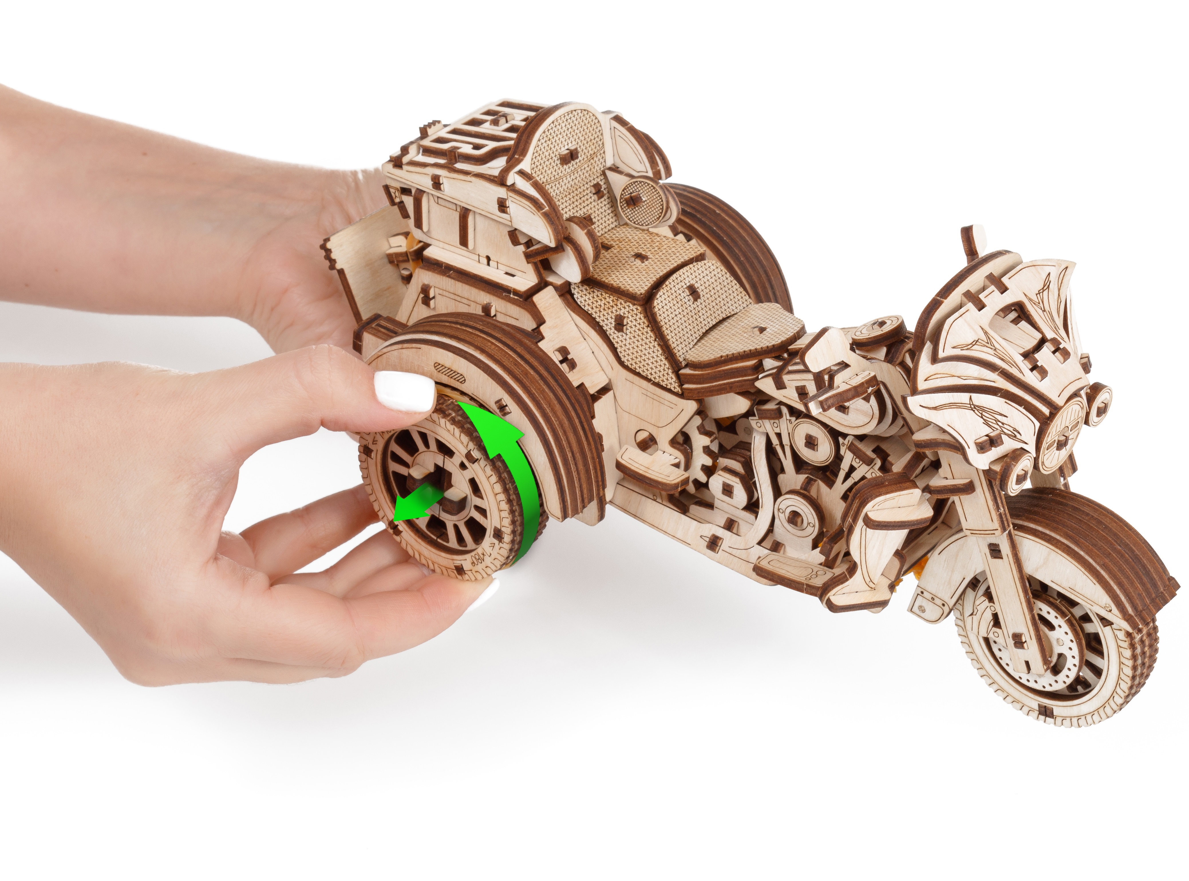 Сборная модель Eco Wood Art (EWA) Мотоцикл Трайк из дерева ETrike - фото 9