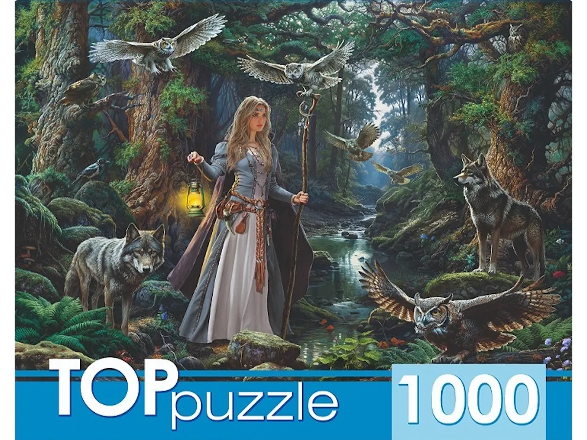 Пазл Рыжий кот 1000 эл. Девушка с волками - фото 2