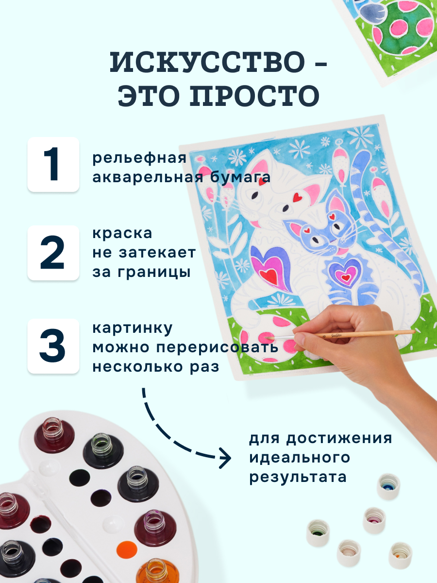 Набор для рисования SentoSphere Кошки акварель - фото 2