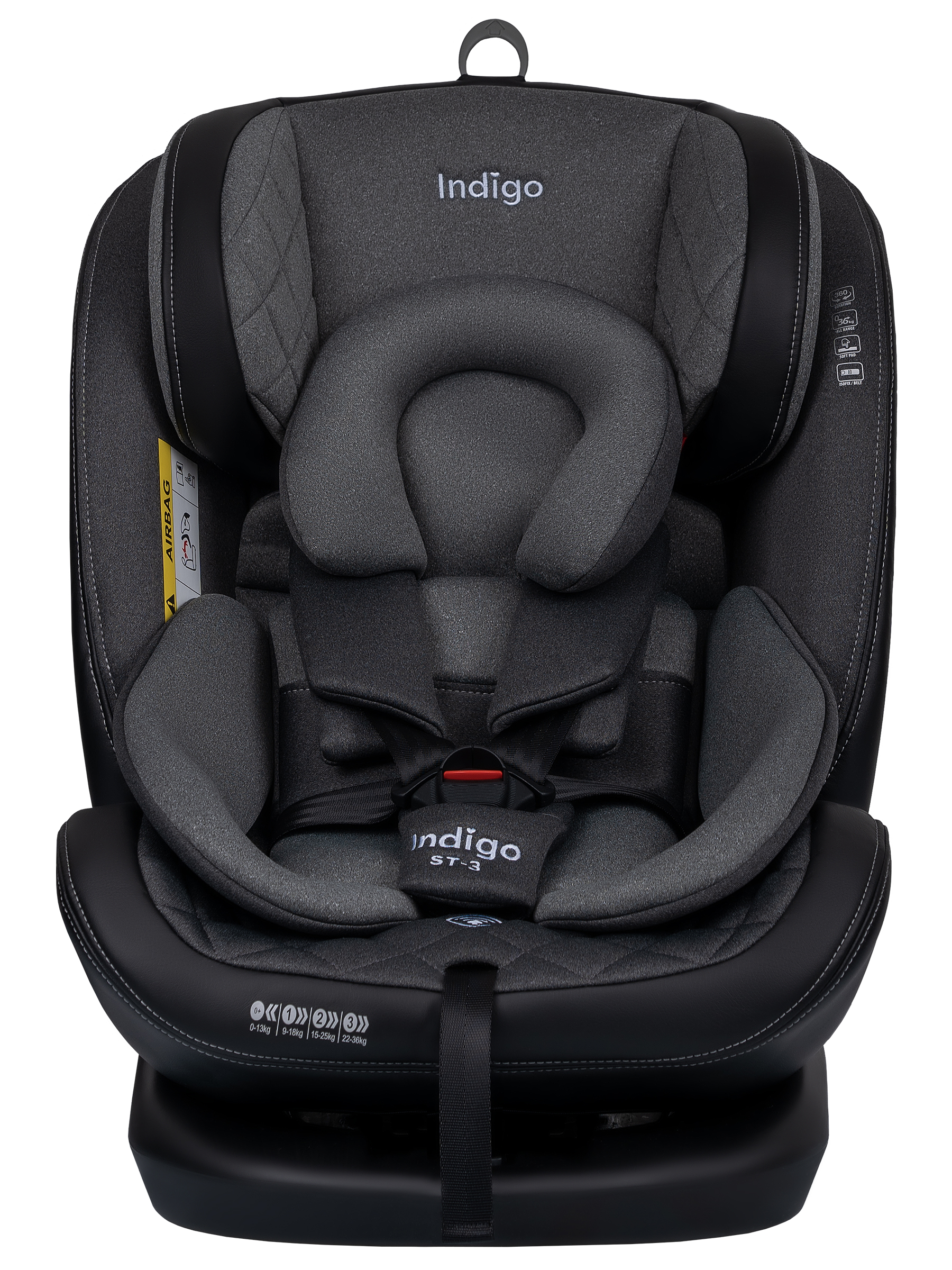 Автокресло Indigo Aero, серый Isofix 0+/1/2/3 (0-36 кг) - фото 9
