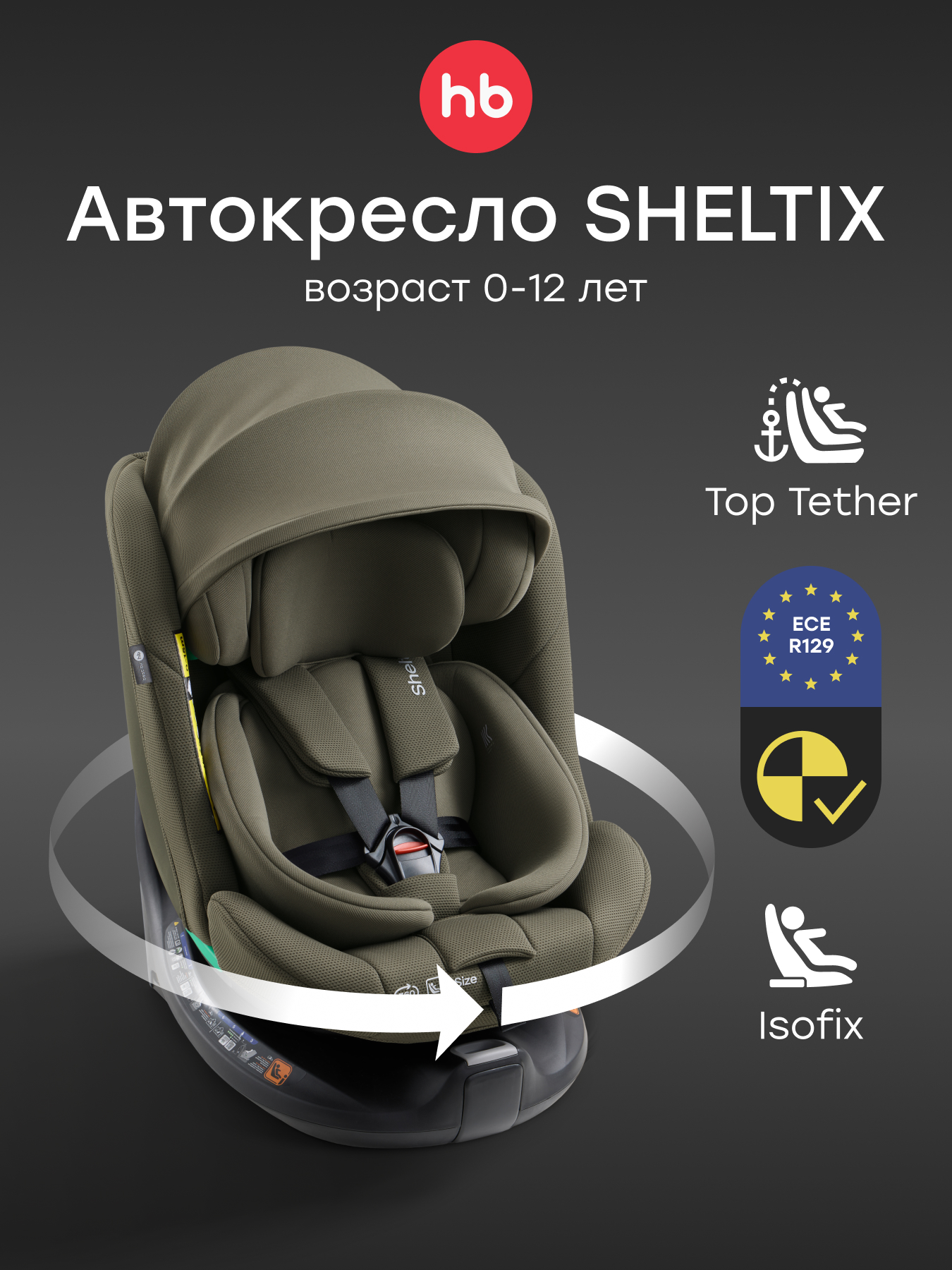 Автокресло Happy Baby Sheltix Isofix 0+/1/2/3 (0-36 кг) зеленый - фото 1