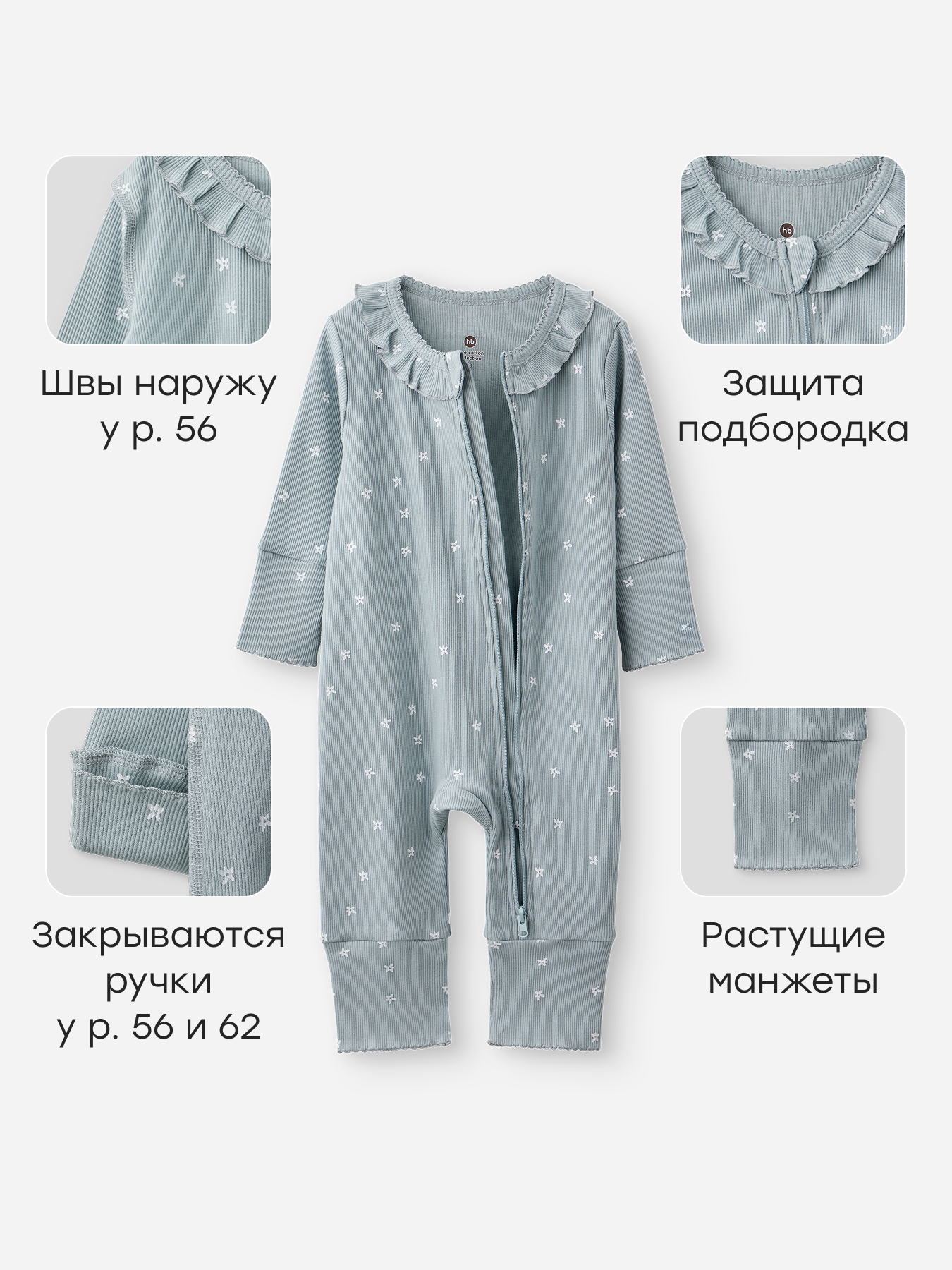 Комбинезон 2 шт Happy Baby 90136-0_white-blue - фото 3