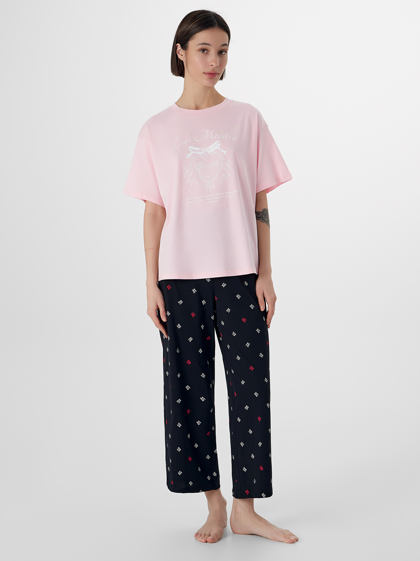 Пижама Mark Formelle (Марк Формэль) 592600/розовая сказка +текст на черном - фото 1