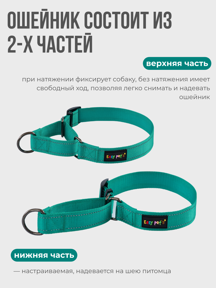 Ошейник для собак Easy Pets 5003 Martingale зеленый р-р L 45-70см - фото 3