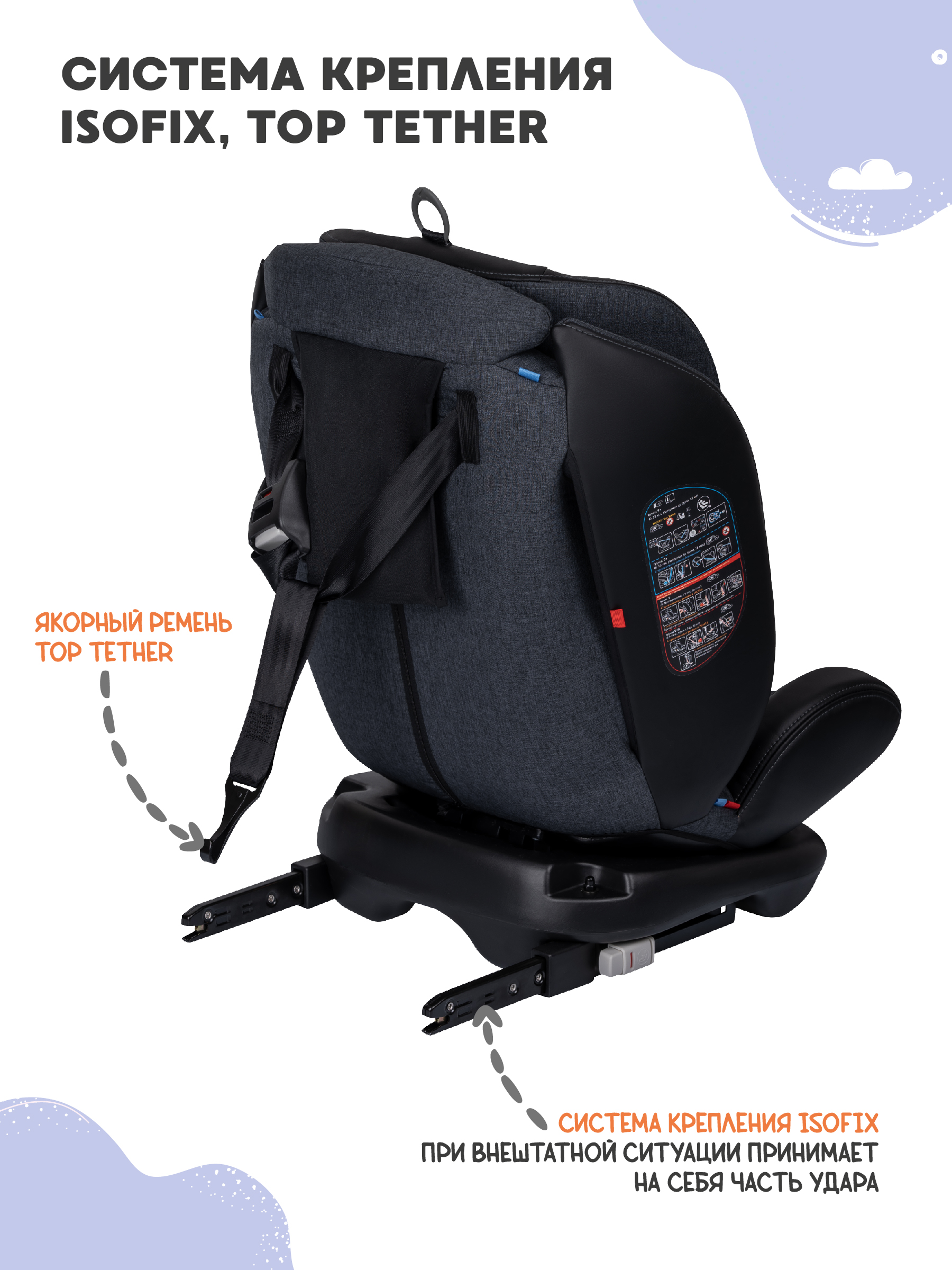 Автокресло Indigo Aero, темно-серый лен Isofix 0+/1/2/3 (0-36 кг) - фото 9