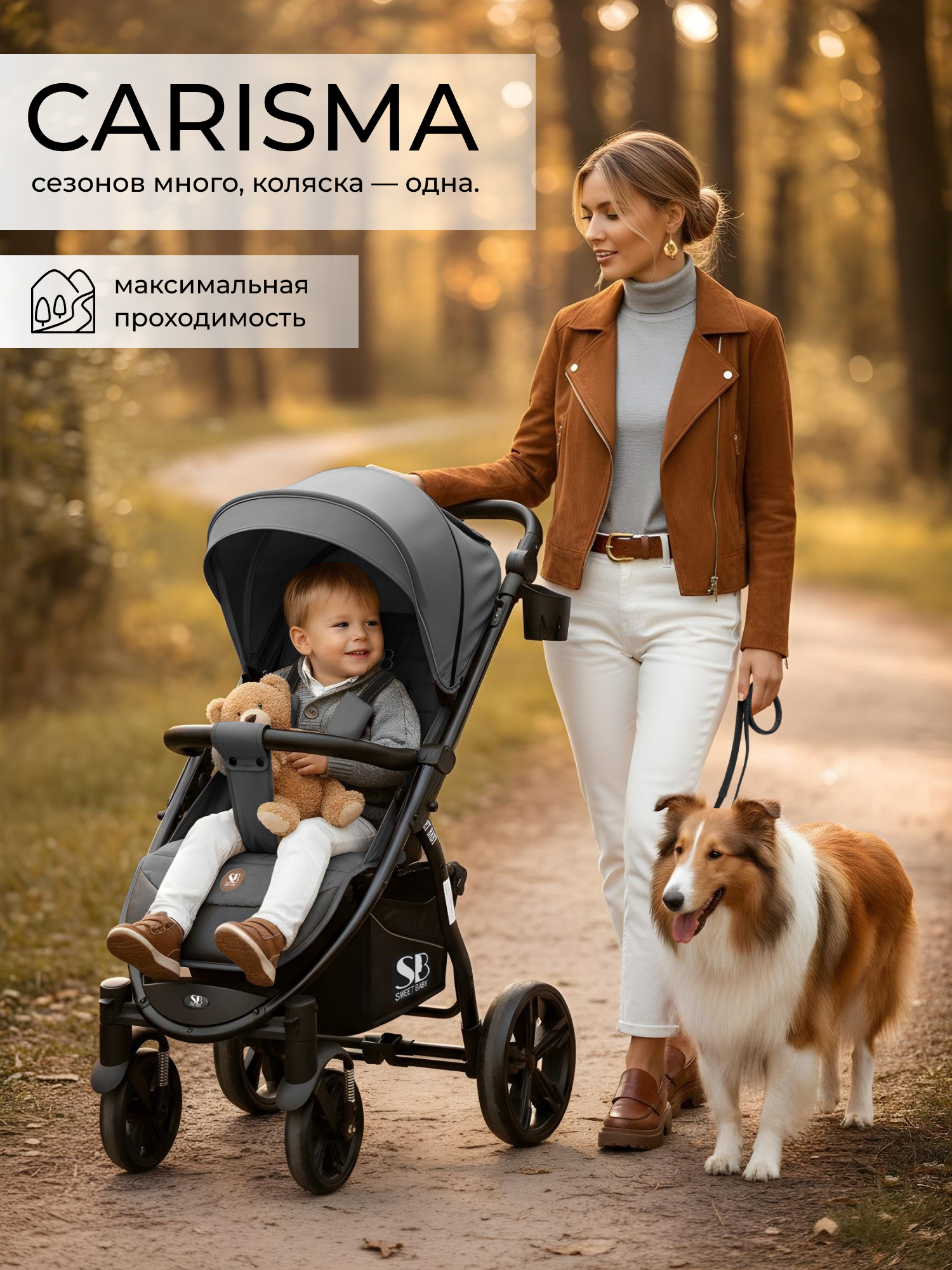 Коляска прогулочная Sweet Baby Carisma серый - фото 1