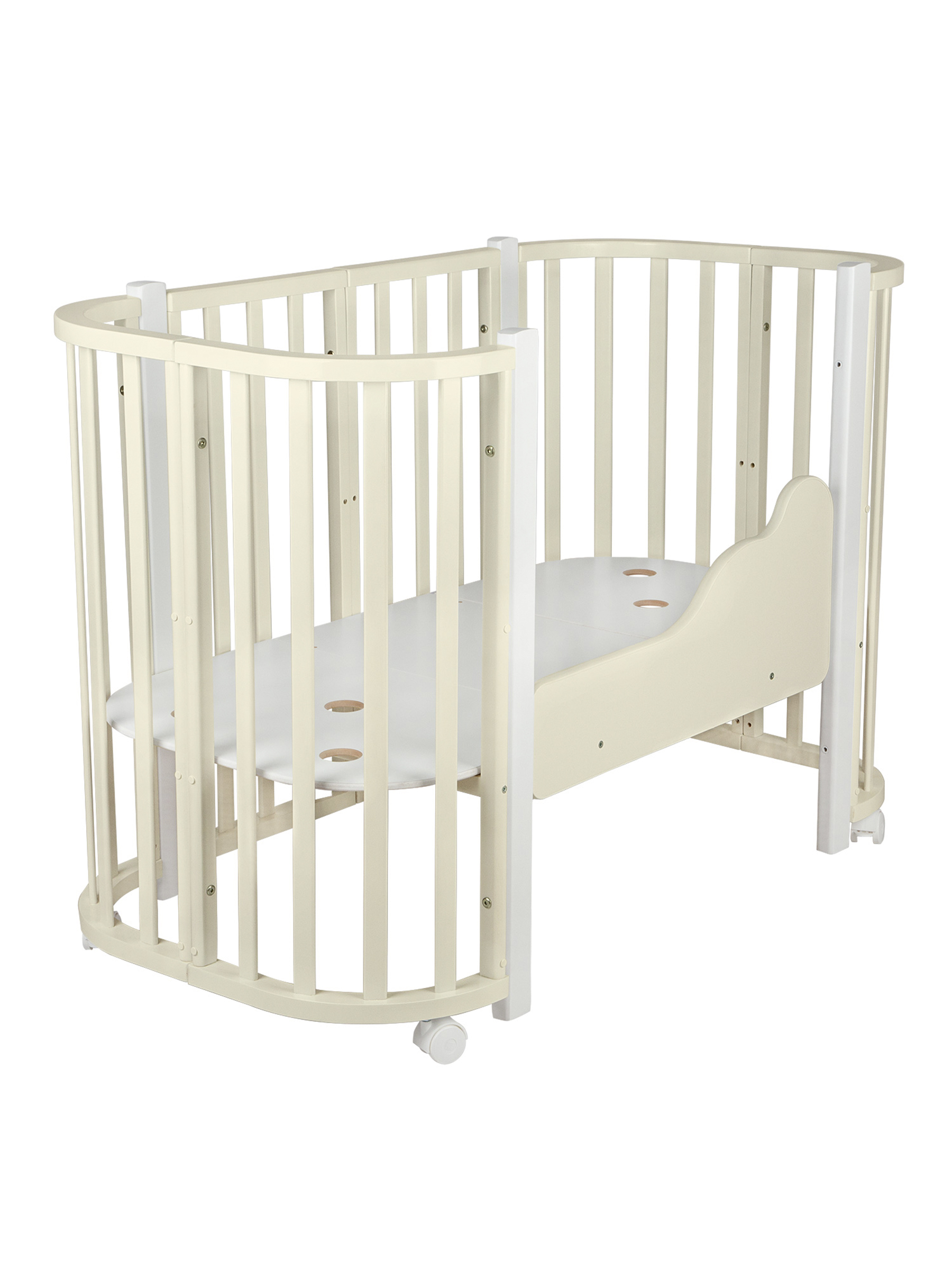 Детская кроватка Ingo Baby Lux BL-01 3 в 1 с бортиком слоновая кость белый, поперечный маятник - фото 2