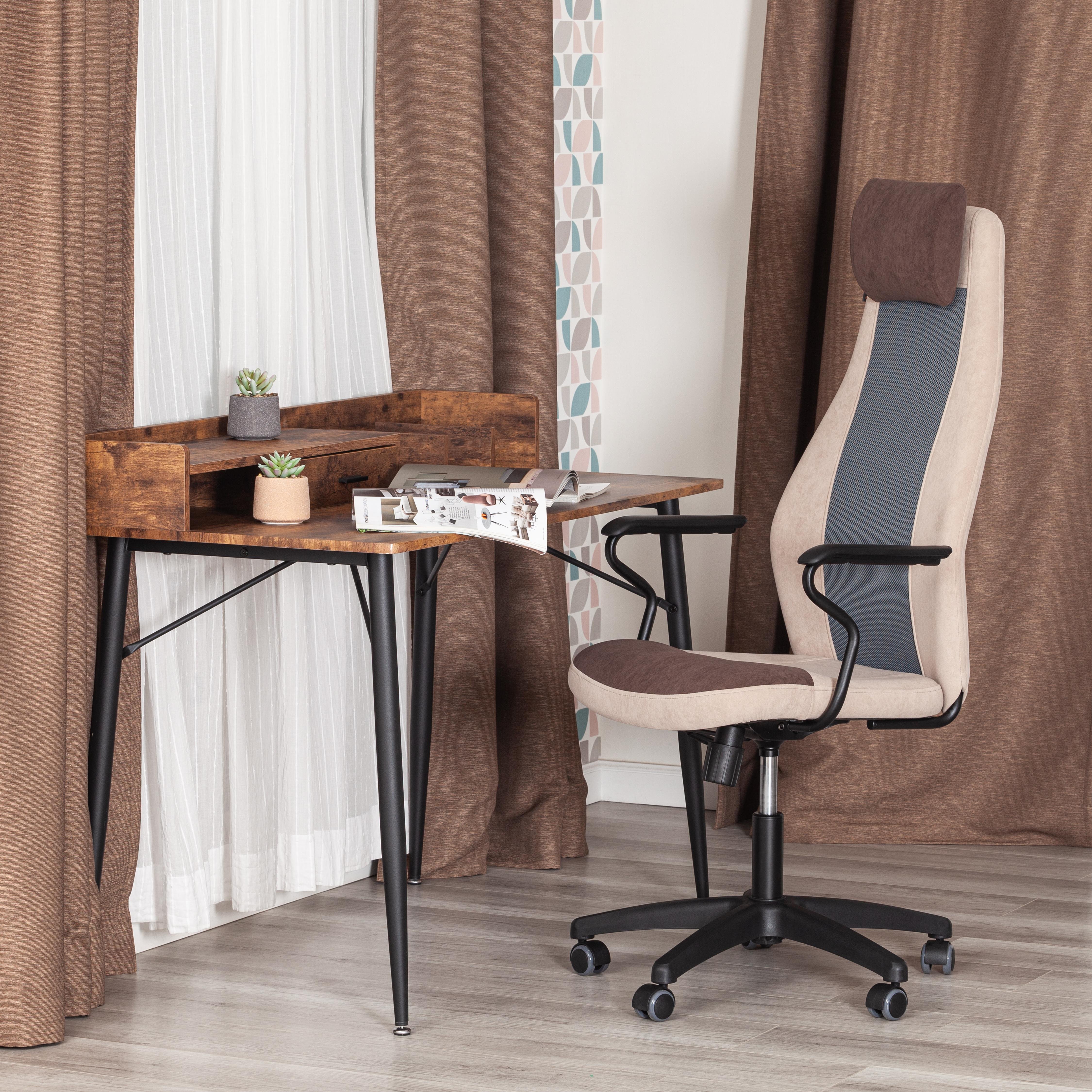 Компьютерное кресло TETCHAIR флок, коричневый/бежевый/серый - фото 8