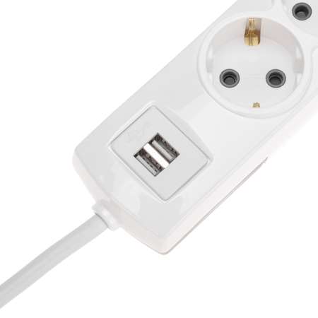 Удлинитель REXANT Premium 3 метра 3 гнезда с/з 2 USB белый