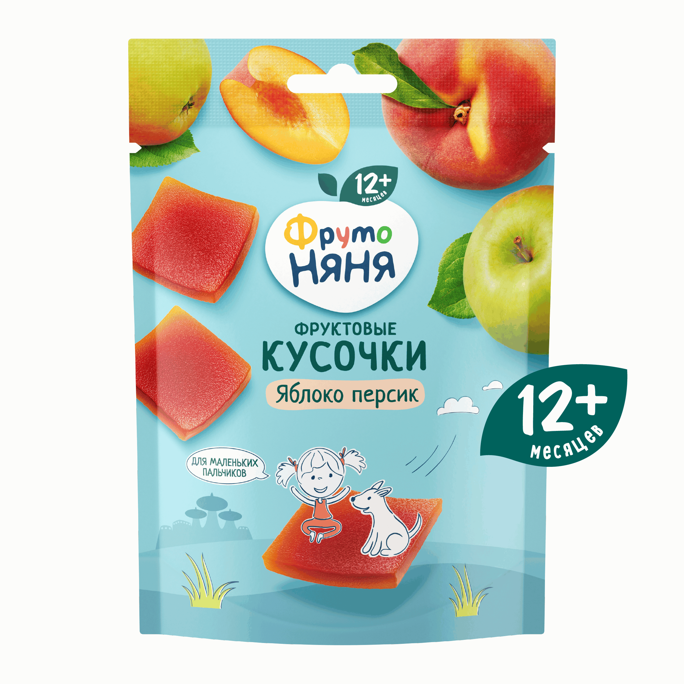 Изображение товара Фруктовые кусочки ФрутоНяня из яблок и персиков 53 г Изображение товара Фруктовые кусочки ФрутоНяня из яблок и персиков 53 г