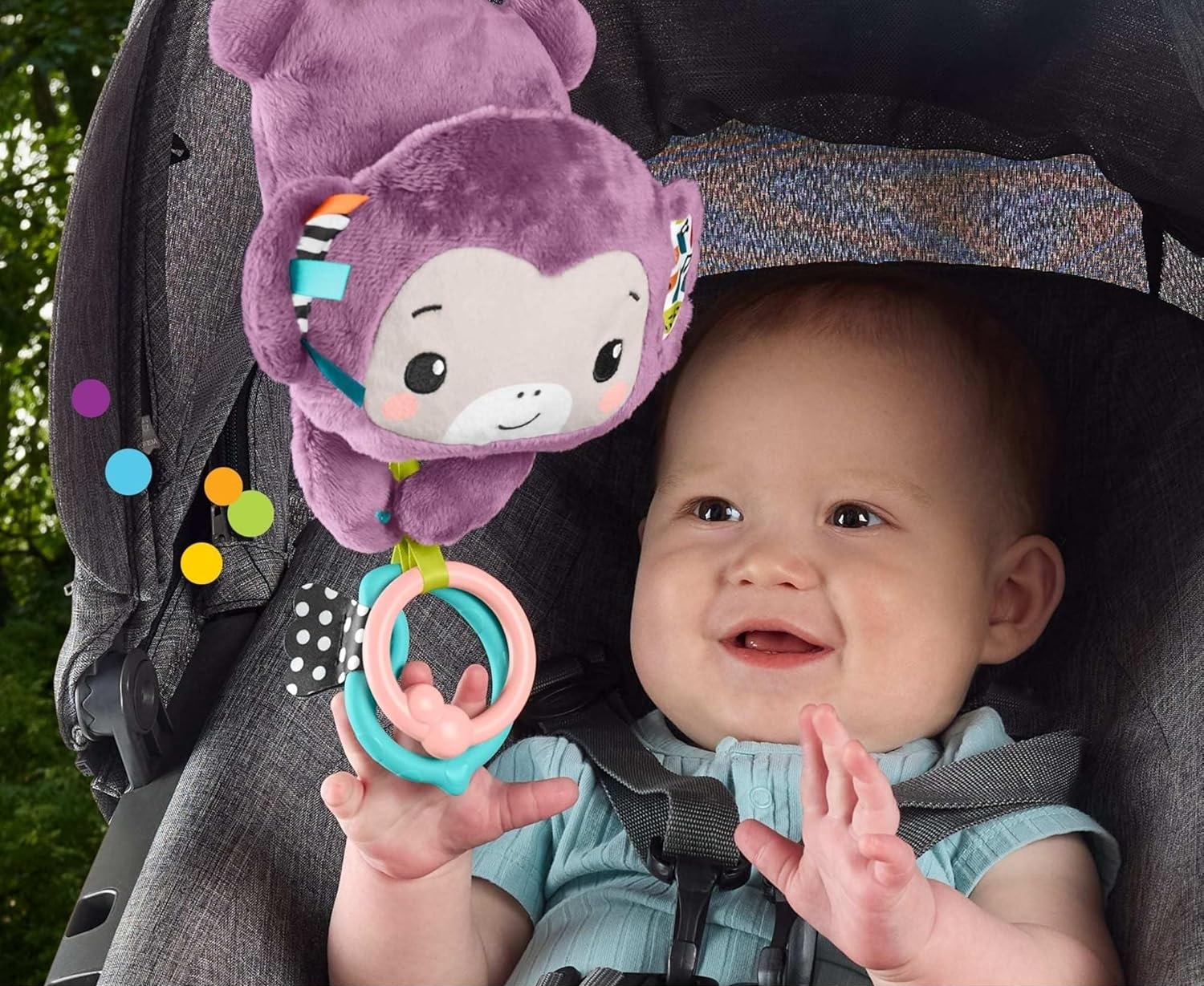 Игрушка Fisher Price подвеска Фиолетовая обезьянка - фото 4