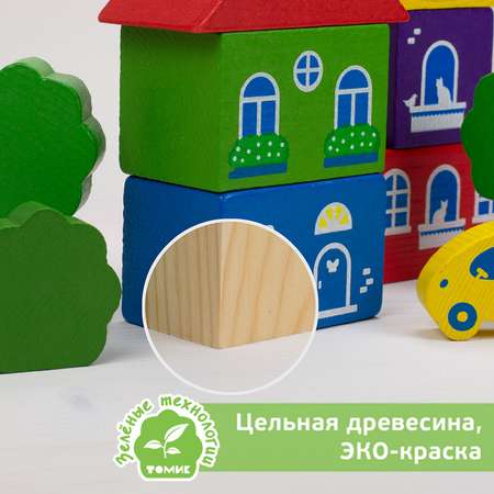 Конструктор Томик Цветной городок деревянный