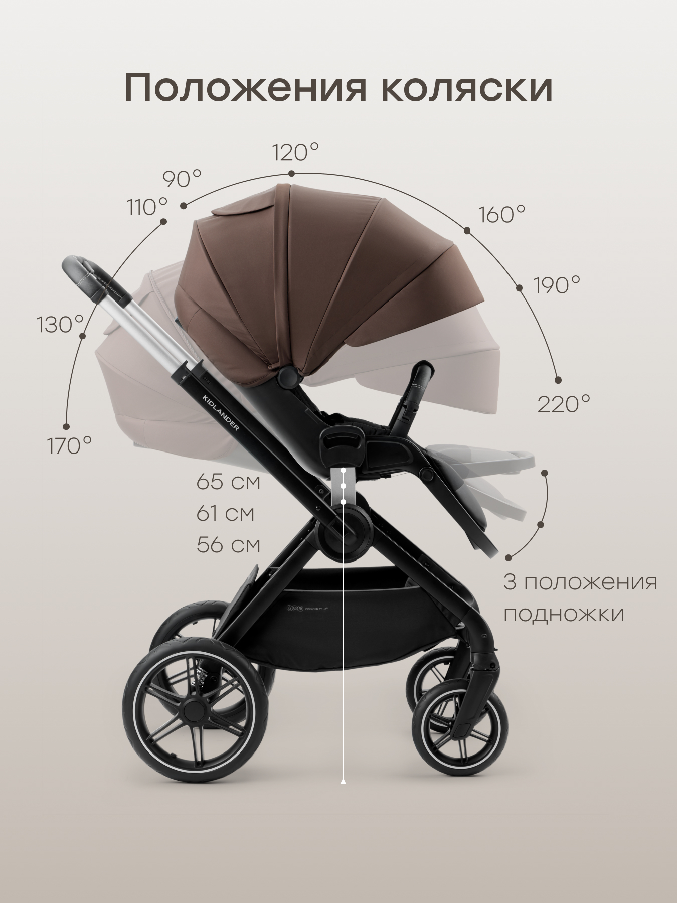 Коляска 2в1 Happy Baby Kidlander коричневый - фото 20