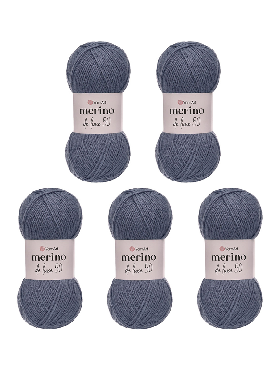 Пряжа YarnArt Merino de Lux полушерстяная 100 г 280 м 3088 темно-серый 5 мотков - фото 5