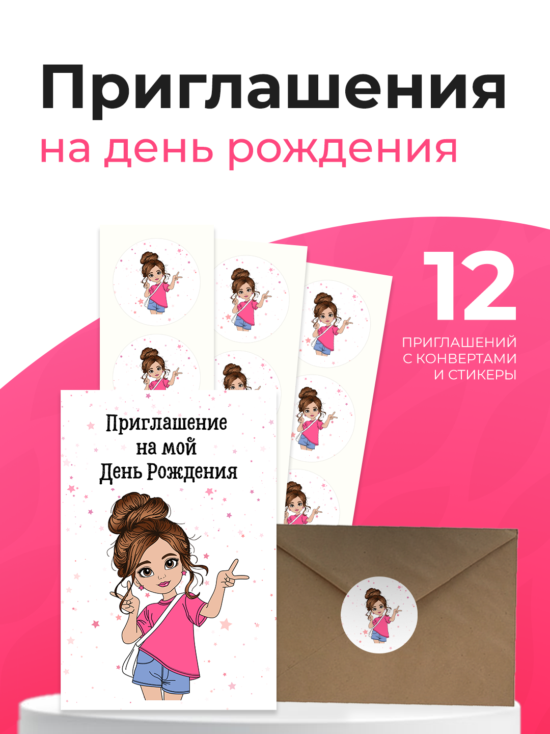 Приглашения Funny Print С Днём Рождения - фото 1