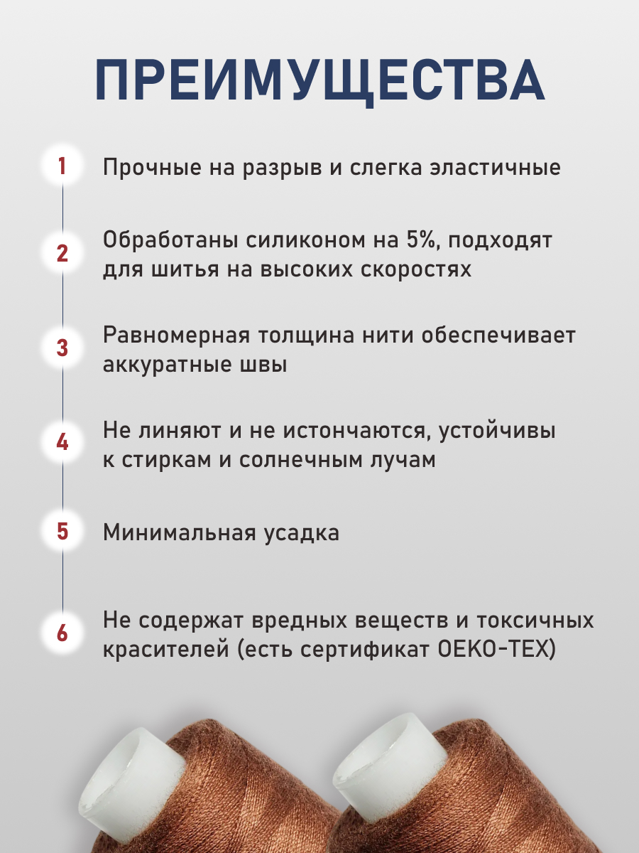 Нитки для шитья 40/2 Bestex 10шт цв 62 - фото 3