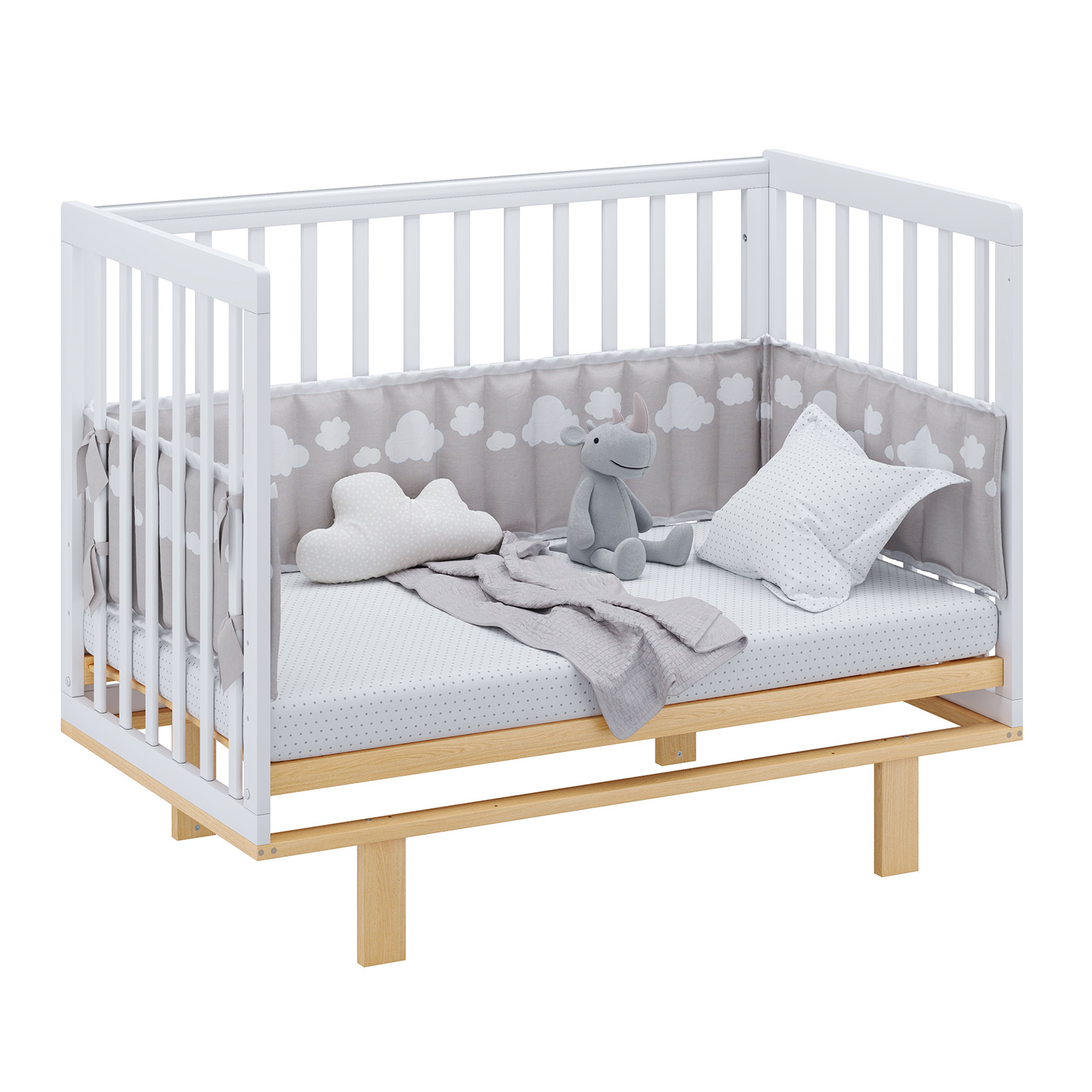 Детская кроватка Polini kids прямоугольная, (белый) - фото 32