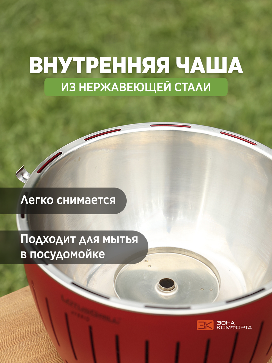 Гриль LotusGrill Classic Hybrid 34 см огненно-красный - фото 4