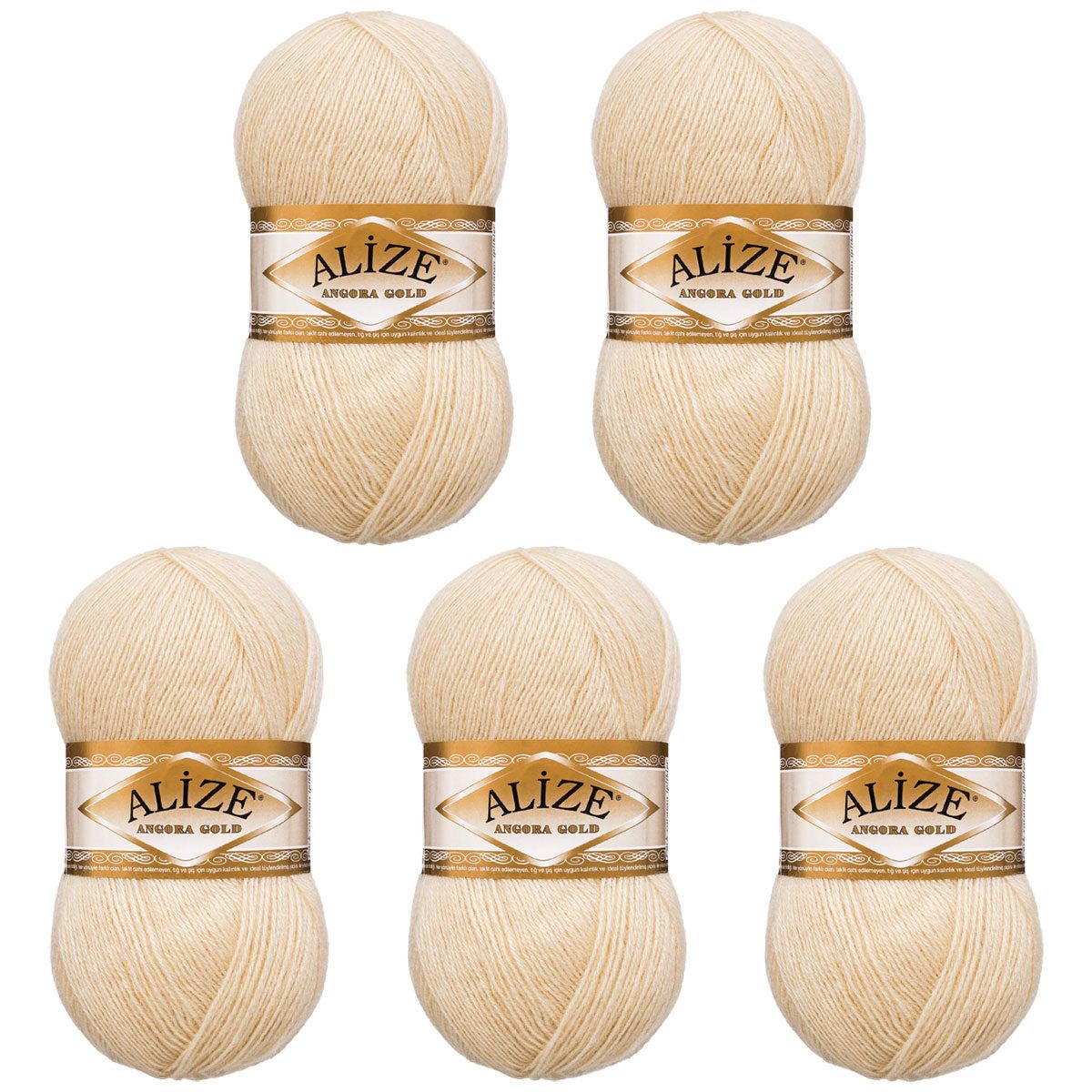 Пряжа Alize для шарфов кардиганов Angora Gold 100 гр 550 м 5 мотков 599 слоновая кость - фото 6
