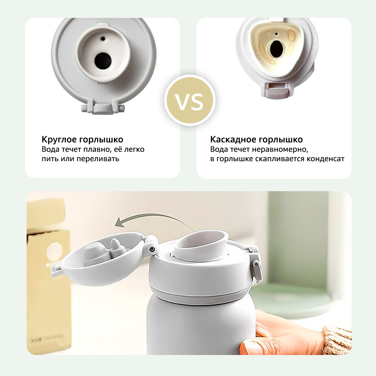 Термос Buydeem с откидной крышкой 300 ml белый - фото 4