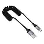 USB кабель-пружина hoco Type-C 3A 1.5м нейлон черный