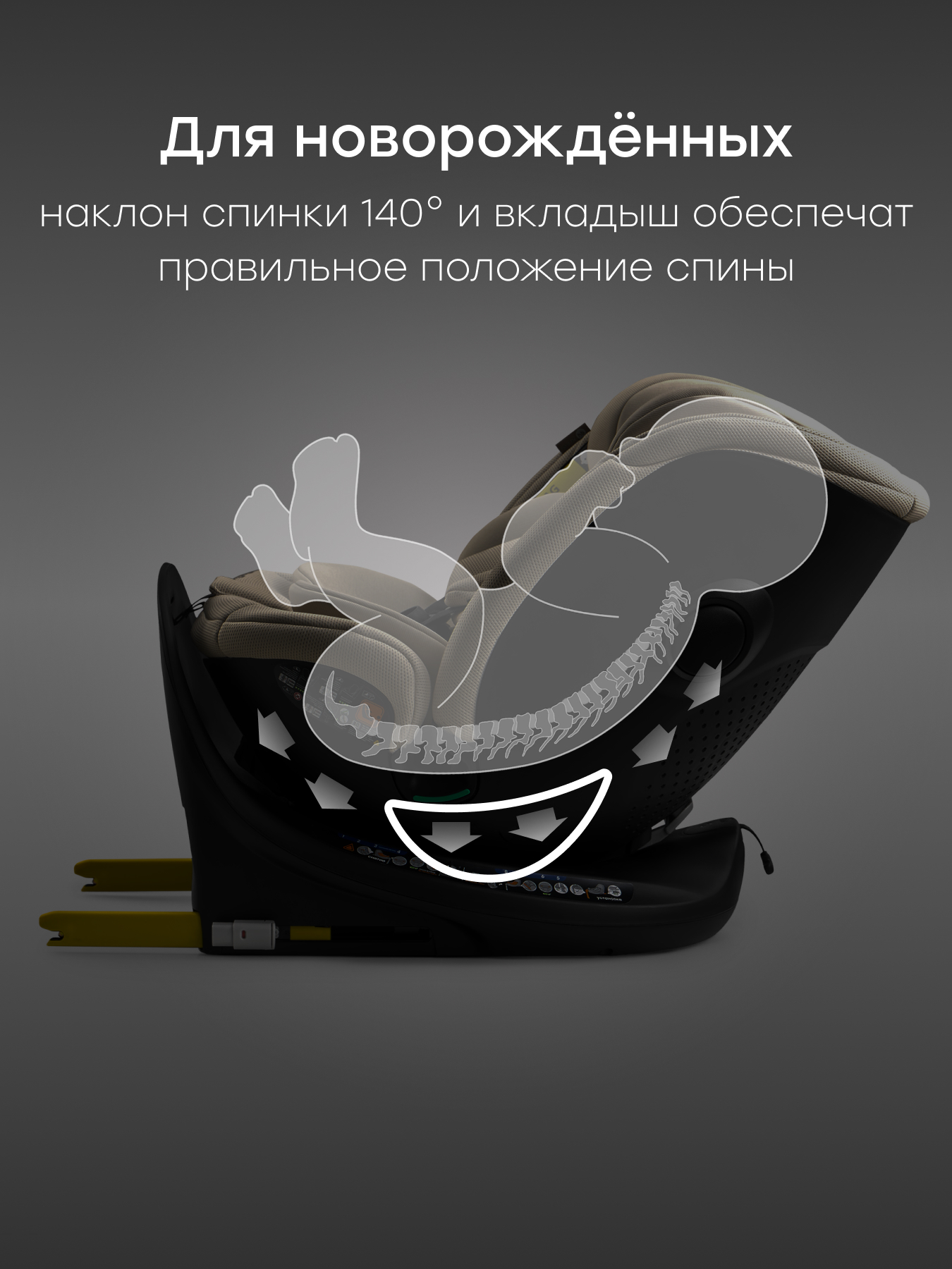 Автокресло Happy Baby Kidster Isofix 0+/1/2/3 (0-36 кг) бежевый - фото 5