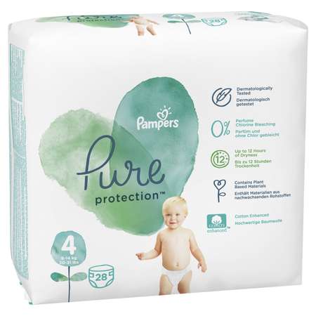 Подгузники Pampers Pure Protection 4 (9-14 кг) 28 шт.