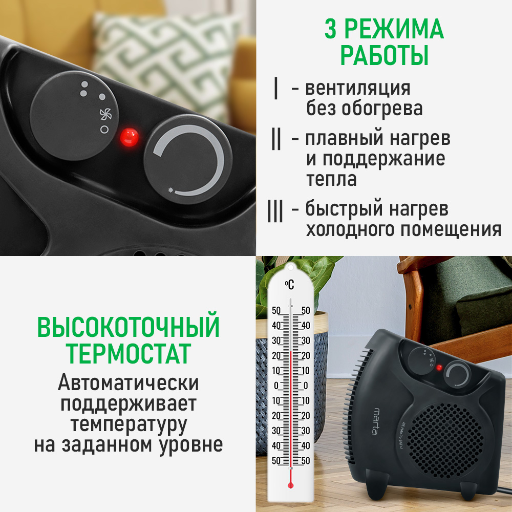 Тепловентилятор MARTA MT-FH2526A - фото 3