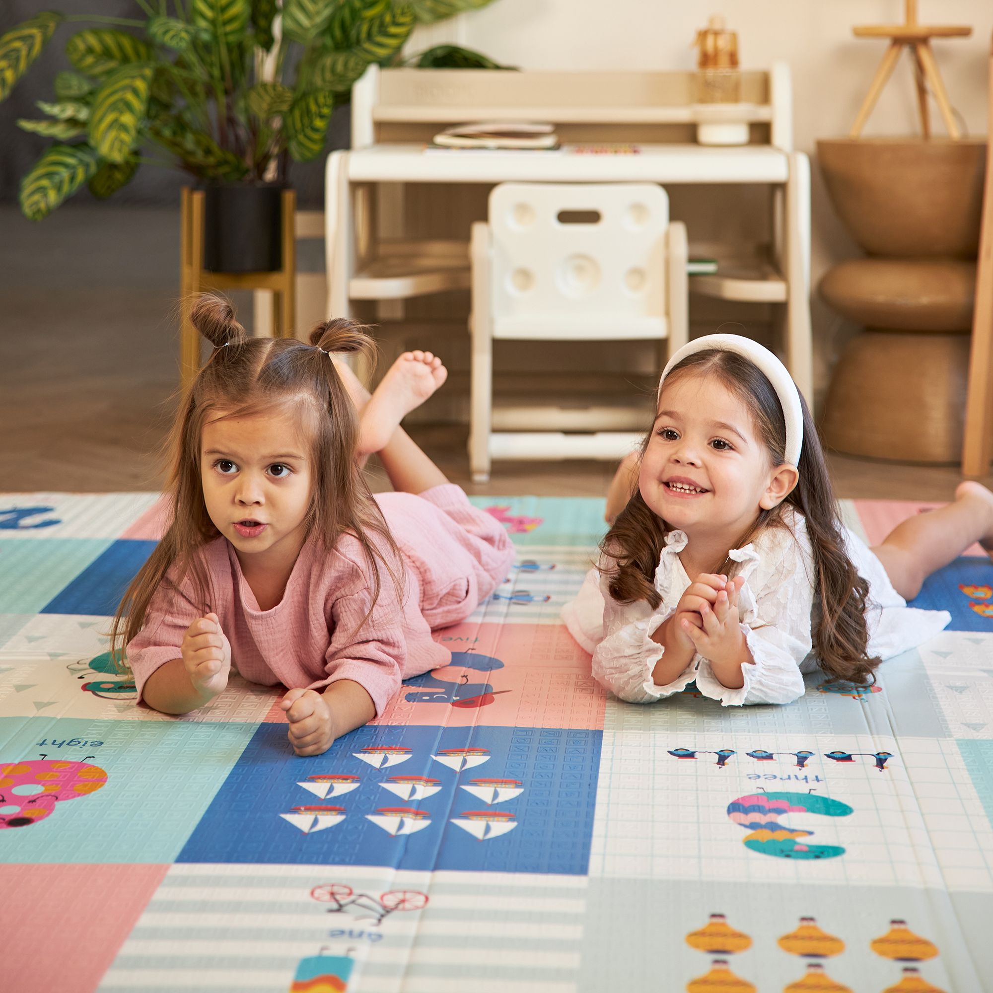 Игровой коврик складной для детей UNIX Kids Numbers 180x200 см, двусторонний, цифры и животные, текстурная поверхность, развивающий - фото 8
