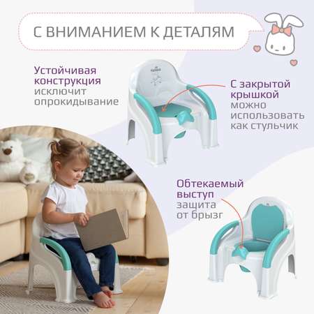 Горшок-стул туалетный KidWick Премьер белый с бирюзовой крышкой