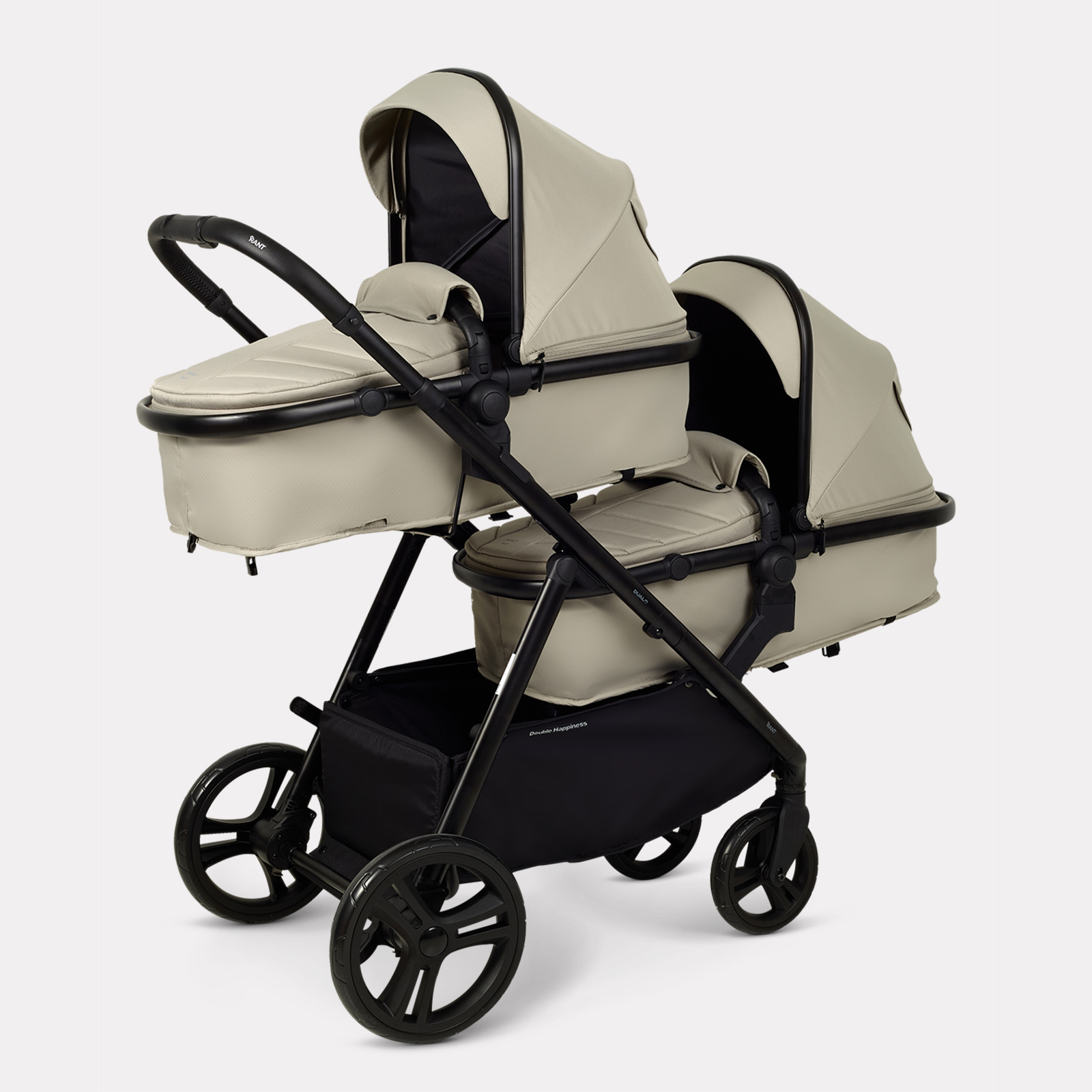 Коляска 2в1 для двойни Rant Basic Dualo бежевый - фото 2