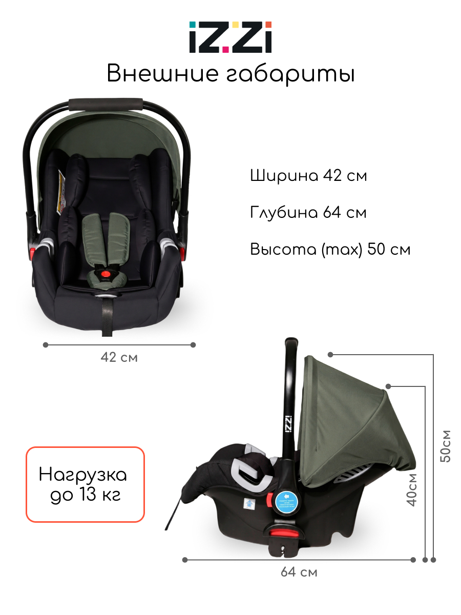 Автокресло iZZi Автолюлька 0 (0 -13 кг) бежевый - фото 4