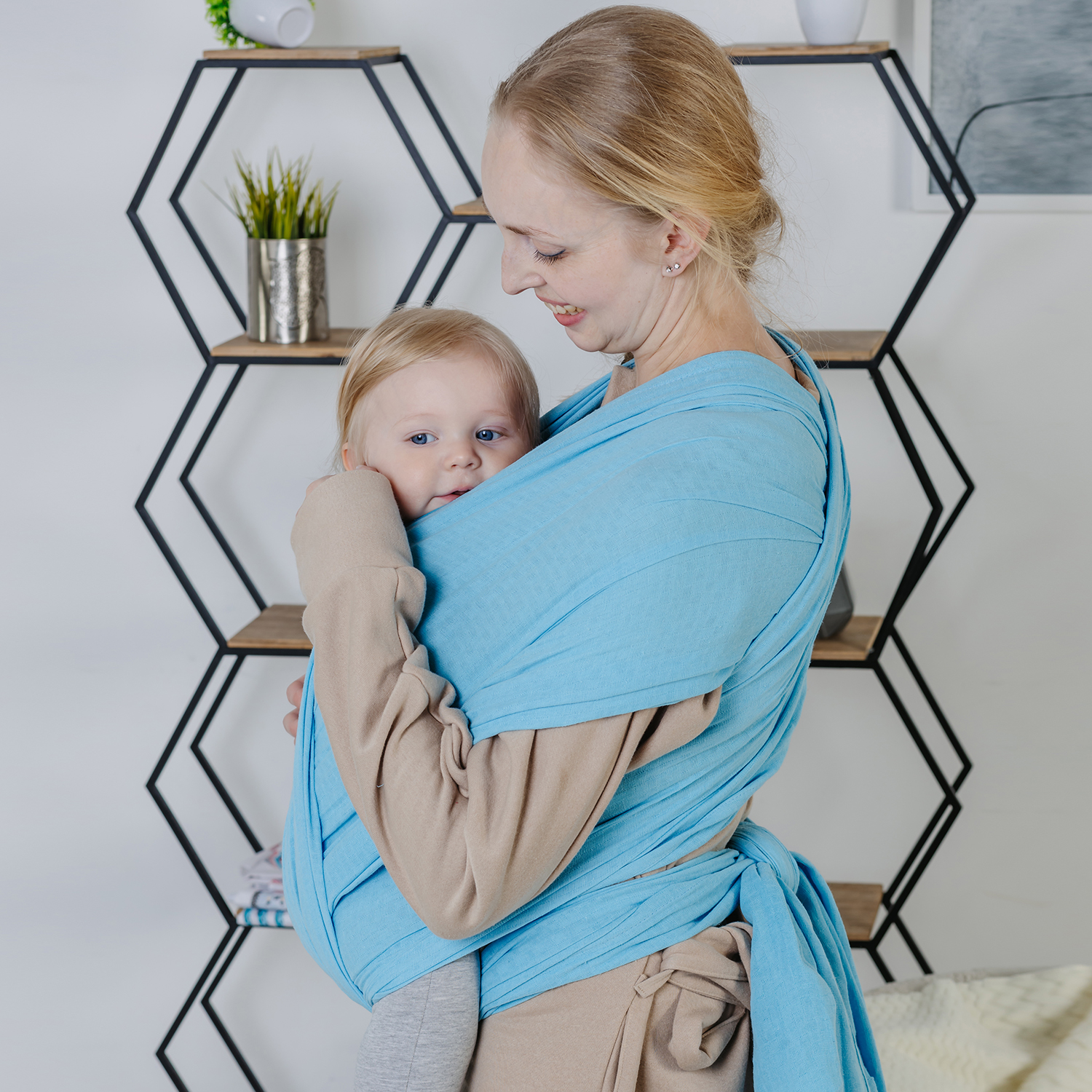 Слинг-шарф inlovery «Муслин» хлопок голубой - фото 9