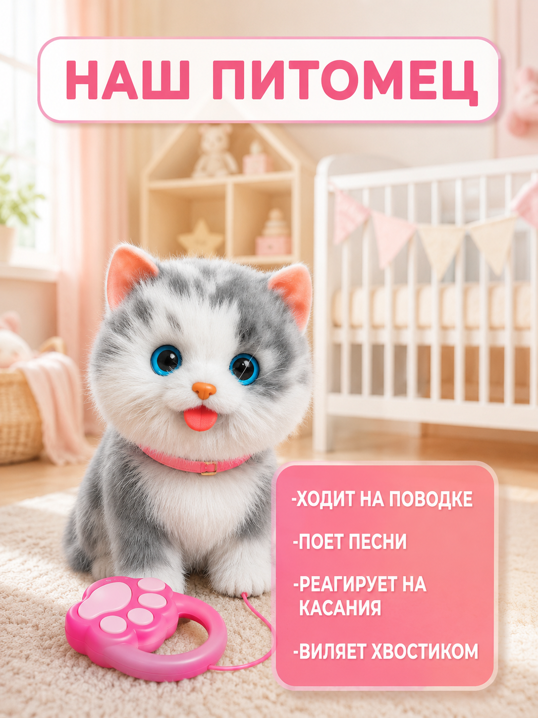 Мягкая игрушка BalaToys Кошка Ходит Мяукает - фото 7