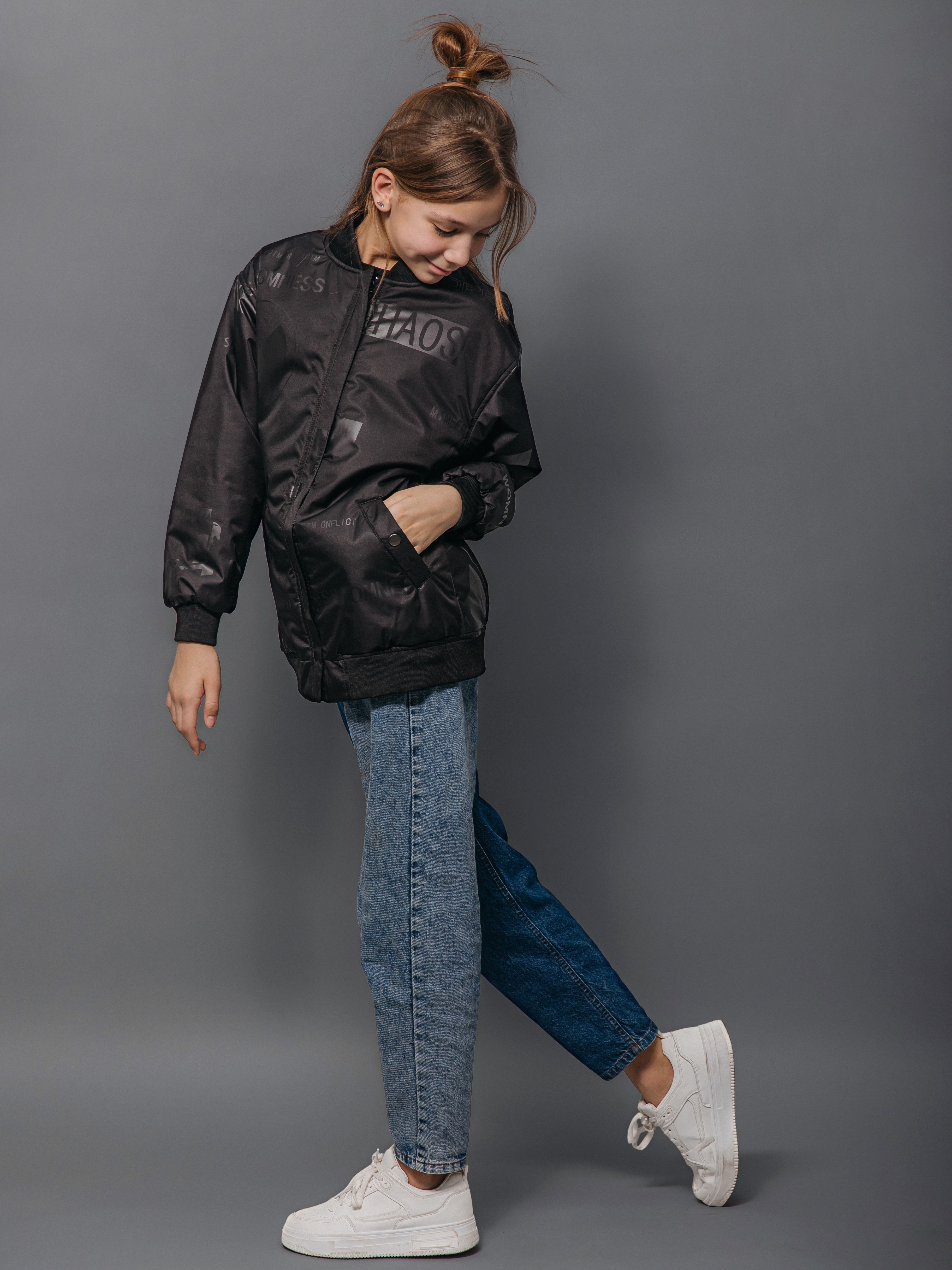 Бомбер Аврора 1043-Д/черный-принт - фото 7