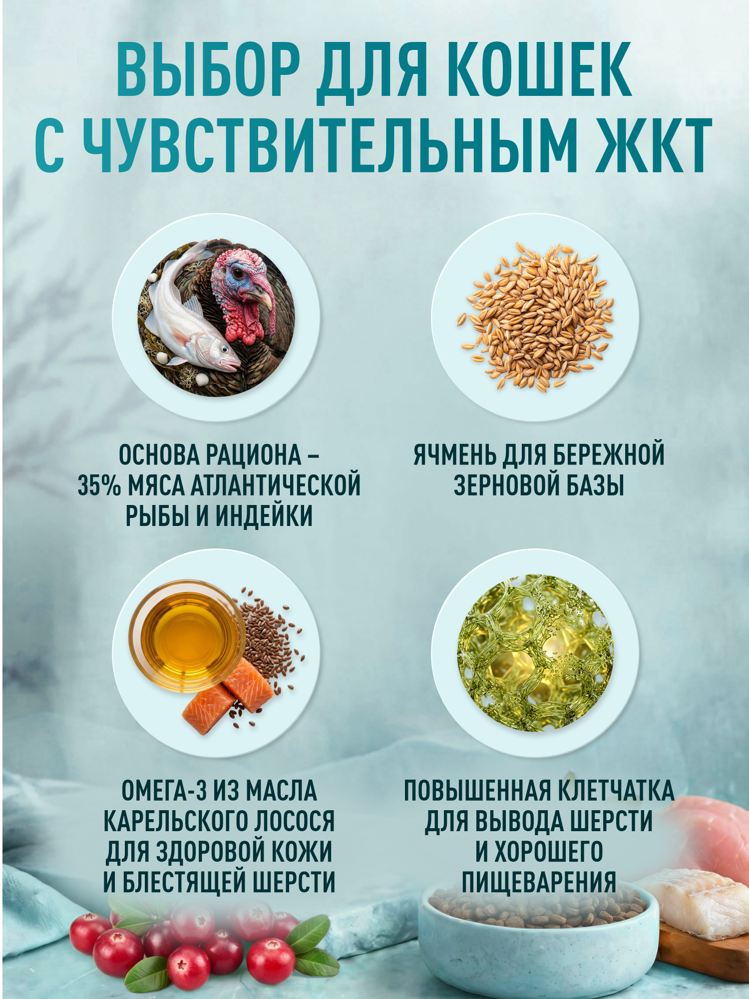 Корм для кошек сухой Clan Classic Sensitive 33/14 с чувствительным пищеварением рыба и индейка 20кг - фото 2