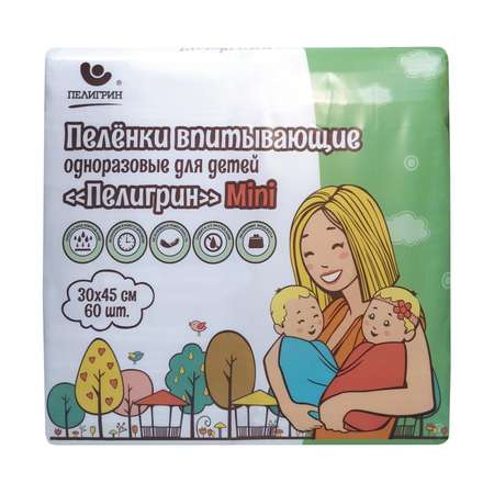 Пелёнки одноразовые Пелигрин 30х45 см 60 шт.