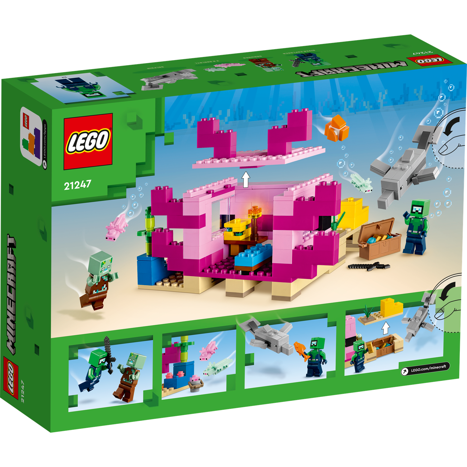 Конструктор LEGO Minecraft The Axolotl House 242 дет. - фото 8