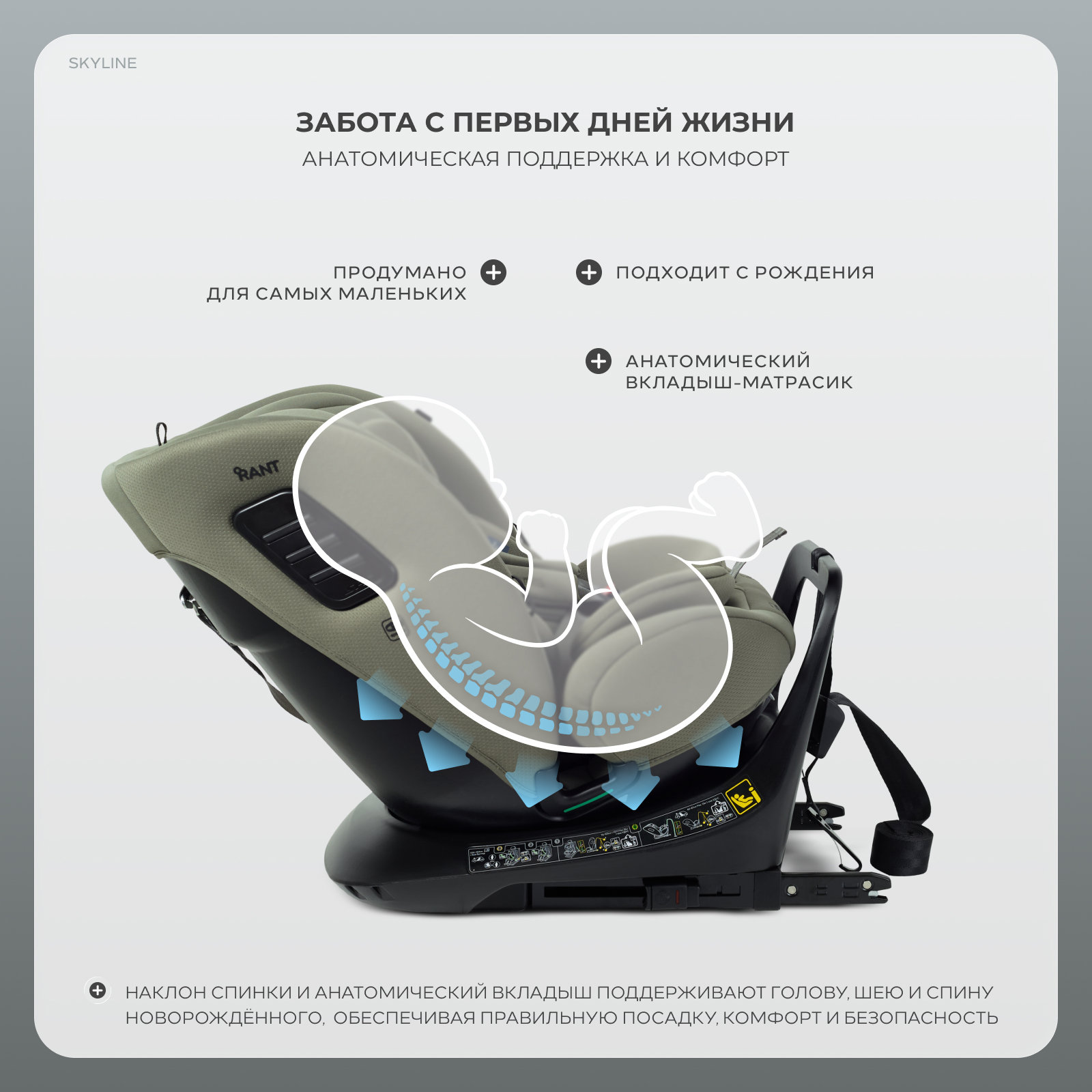 Автокресло Rant Skyline isofix Isofix 0+/1/2/3 (0-36 кг) зеленый - фото 7