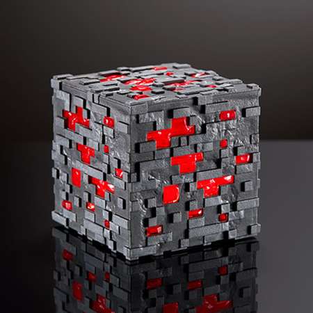 Настольный светильник-ночник Minecraft Светодиодный 3D в виде блока красной руды