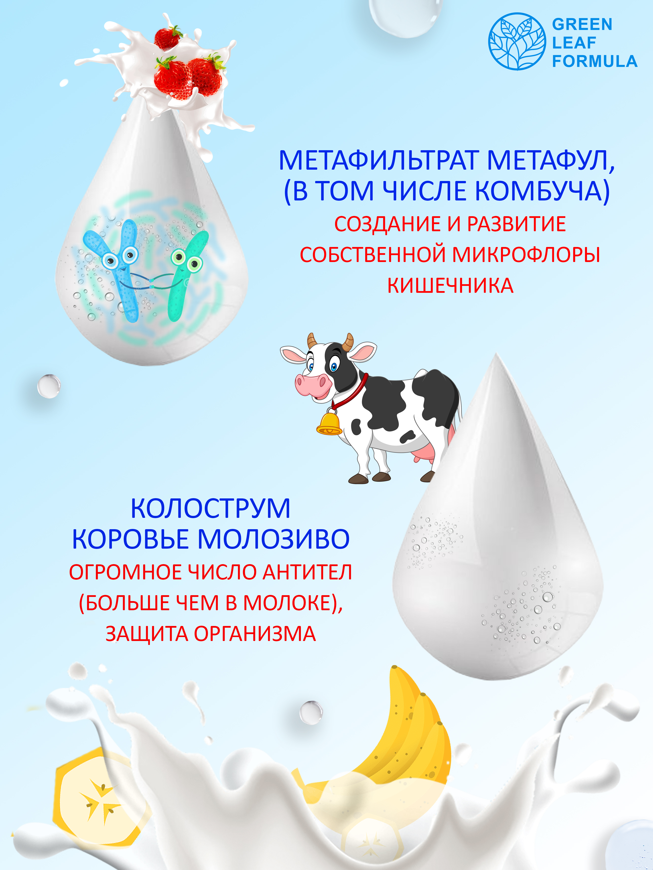 Колострум с метабиотиками Green Leaf Formula пробиотики для детей и взрослых для иммунитета кишечника - фото 4