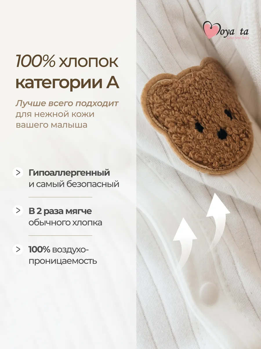 Комбинезон Moya ta slip_one_bear_white - фото 3