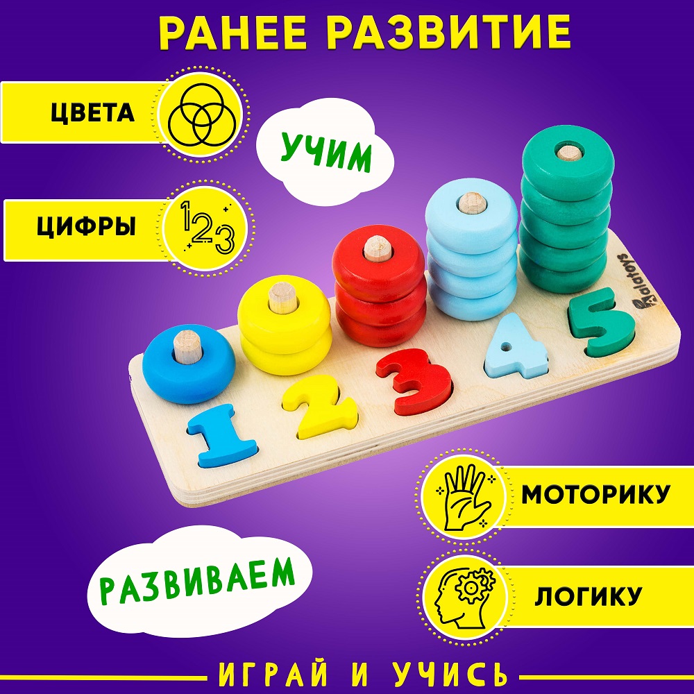 Игрушка Alatoys пирамидка Счёты в ассортименте - фото 2
