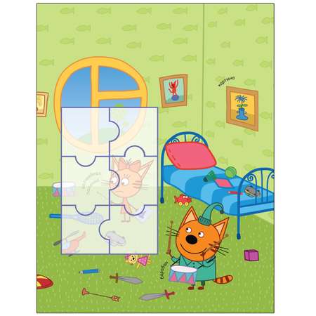 Книга МОЗАИКА kids Три кота Наклейки-пазлы Мир вокруг