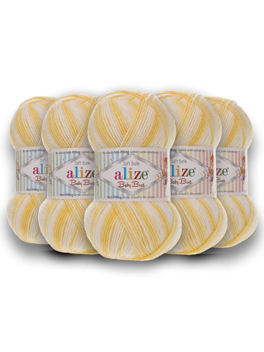 Пряжа для вязания Alize baby best batik бамбук акрил с эффектом антипиллинг 100 г 240 м 6661 секционный 5 мотков - фото 3