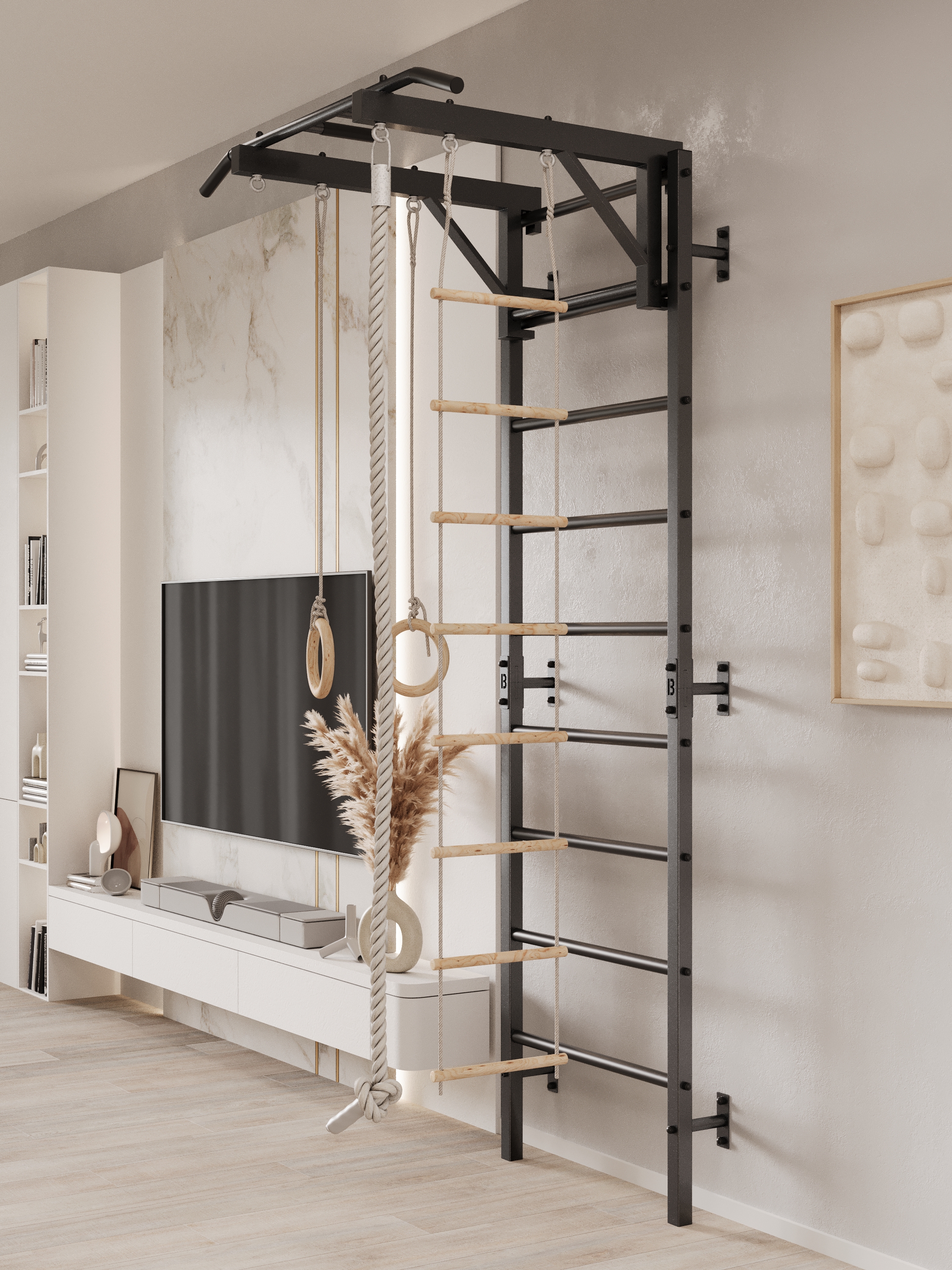 Шведская стенка BORABO PRO с турником и навесным оборудованием - фото 15