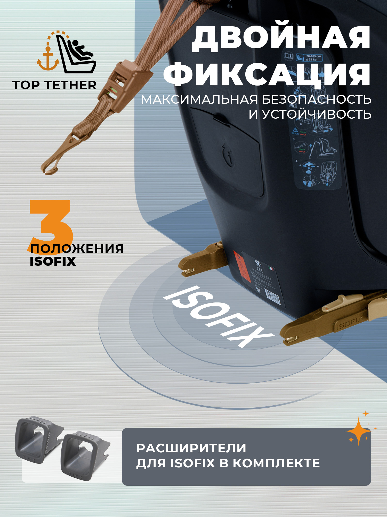 Автокресло Sweet Baby Gravity BH7613519 (О9) Grey Isofix 1/2/3 (9-36 кг) серый - фото 4