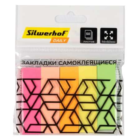 Закладки самоклеящиеся бумажные Silwerhof Daily 50*14мм 5цв 50 листов